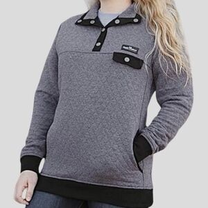 Simply Southern Quilted 4 Snap Button Pullover Grey Size Large
